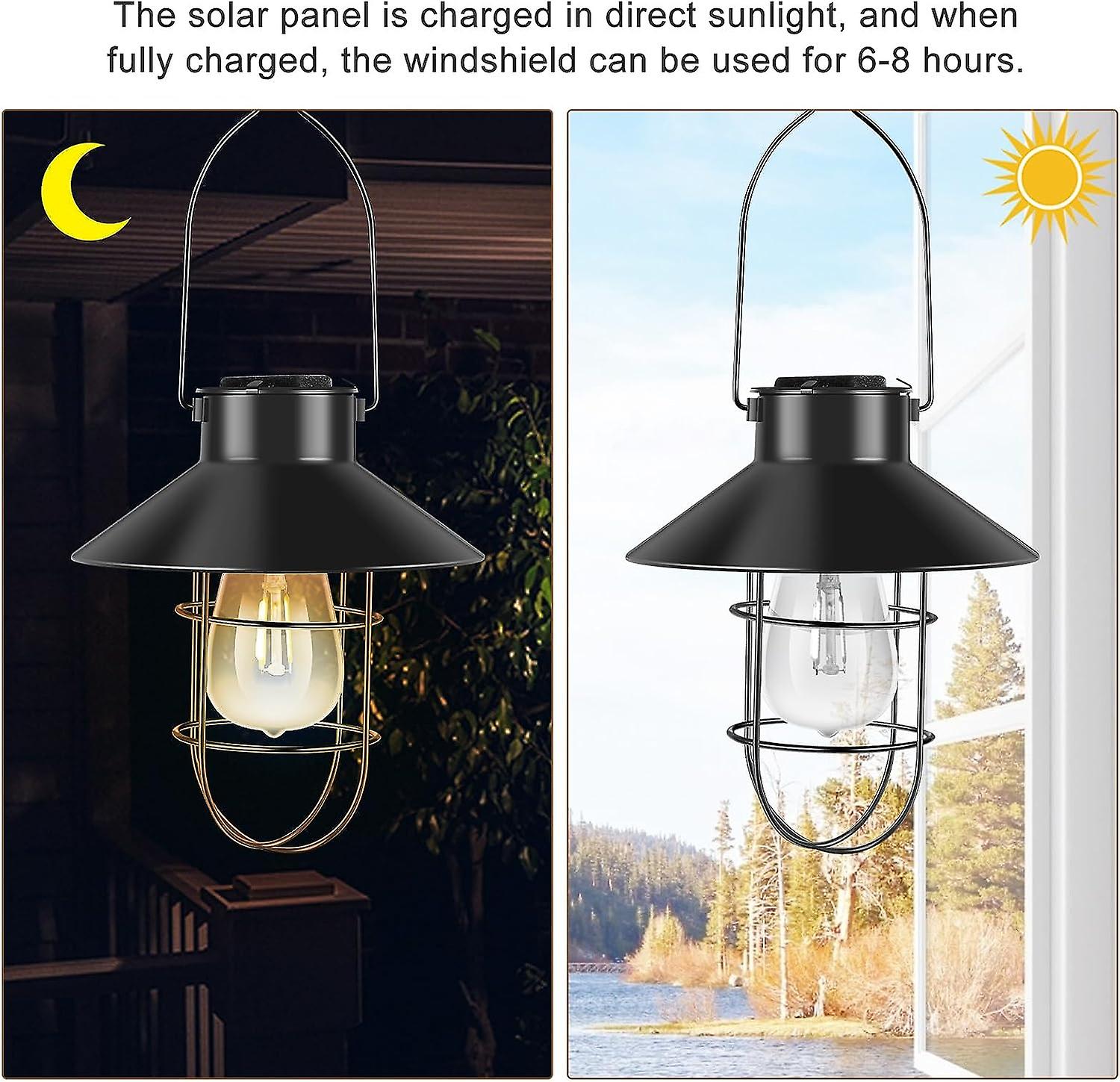 Solar Lantern Outdoor， Hanging Solar Lanterns With Hook， Waterproof Camping Lamps， Auto On/off Solar Powered Outdoor Lights Landscape Decor， Portable