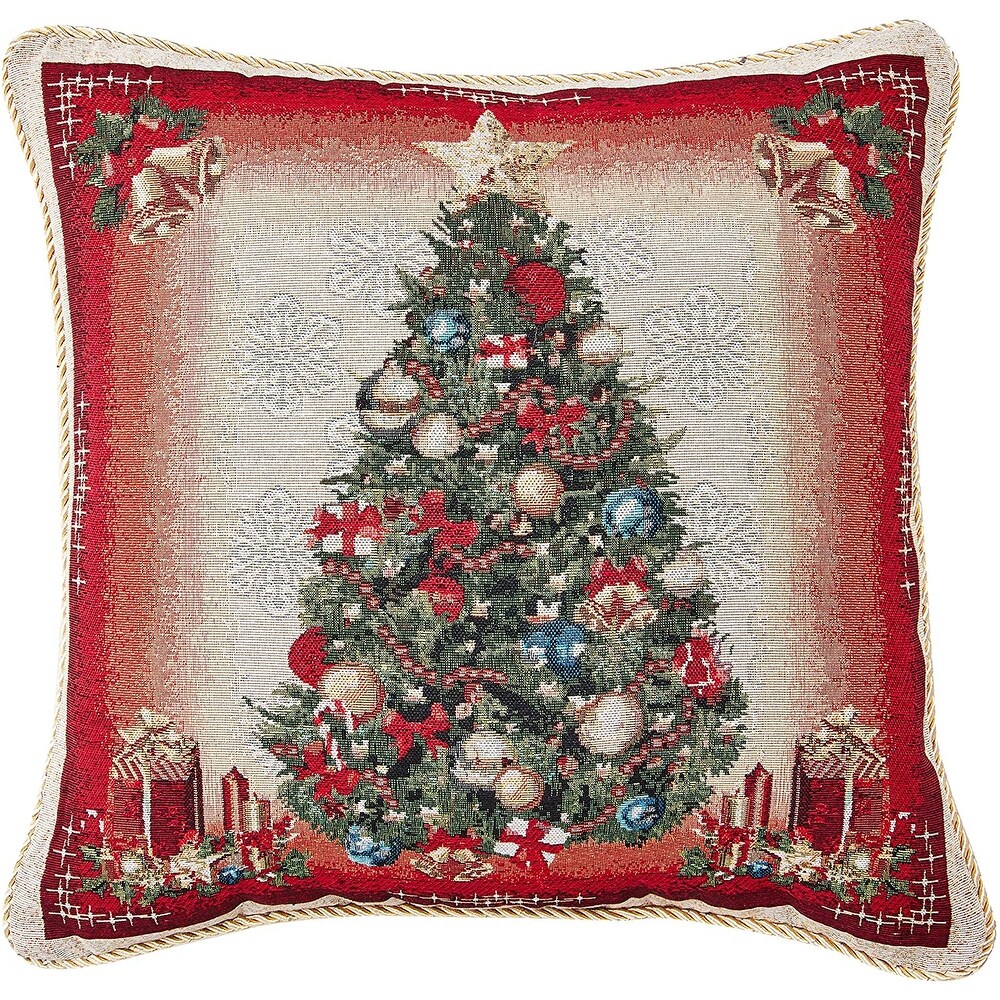 Violet Linen Seasonal Xmas Christmas Holiday Bliss Pattern Decorative Throw Pillow