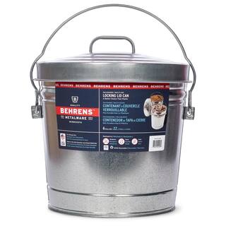 Behrens 6 Gallon Galvanized Steel Round Trash Can with Locking Lid 00108