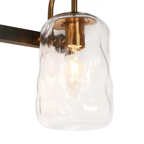 Mid-century Modern Gold 3-Light Bathroom Vanity Light Unique Glass Wall Sconces - L24