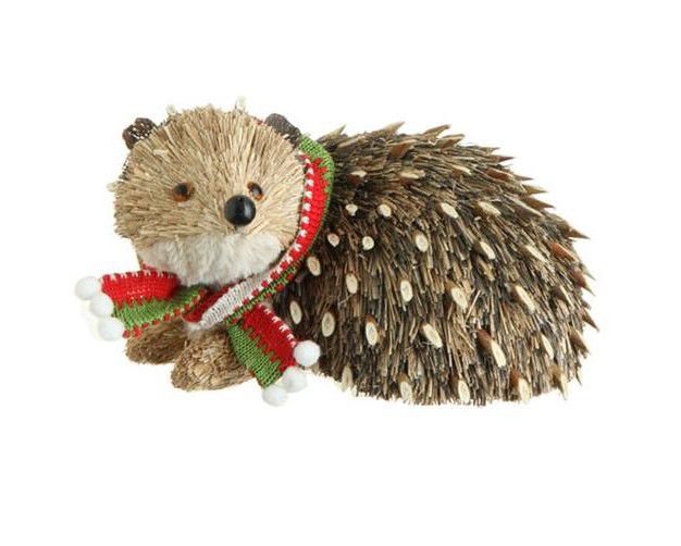 Beige And Brown Hedgehog Christmas Tabletop Decor