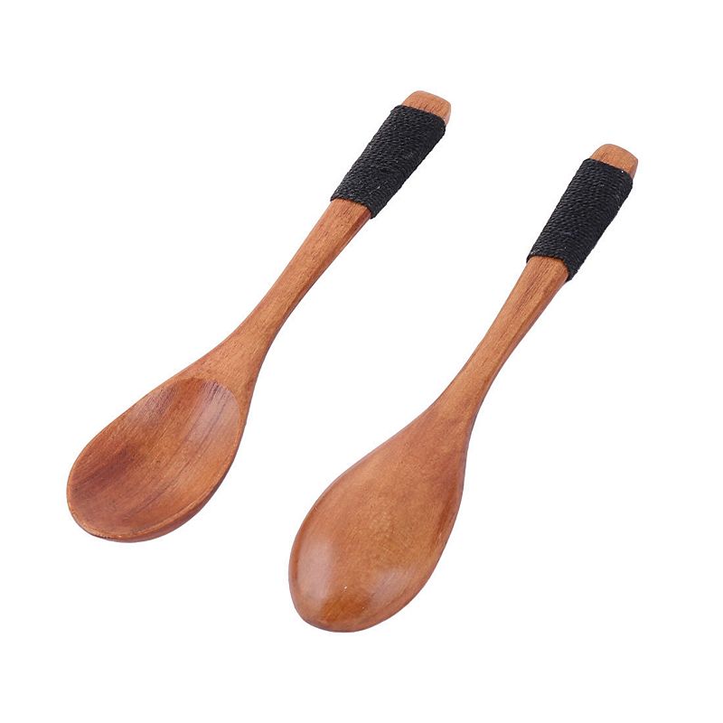 Kitchen Cooking Wood Salt Candy Peper Holder Spoon Brown 6 Length 3pcs