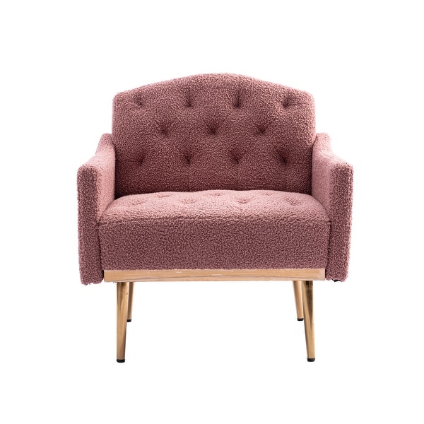 Teddy Fabric Upholstered Tufted Accent Chair With Rose Golden feet