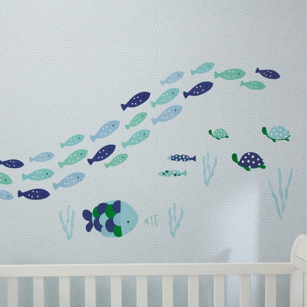 Lambs amp Ivy Oceania Aqua blue Aquatic Fish Wall Decals stickers