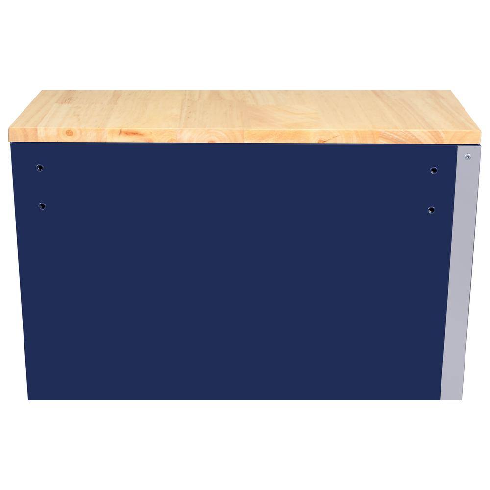 Husky 52 in. W x 24.5 in. D Standard Duty 10-Drawer Mobile Workbench Tool Chest with Solid Wood Work Top in Gloss Blue H52MWC10BLU