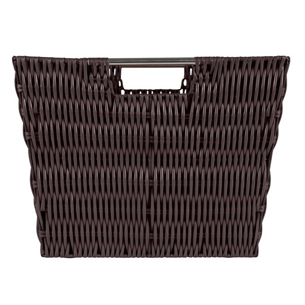 Simplify Large Rattan Tote With Sterling Silver Handles Chocolate