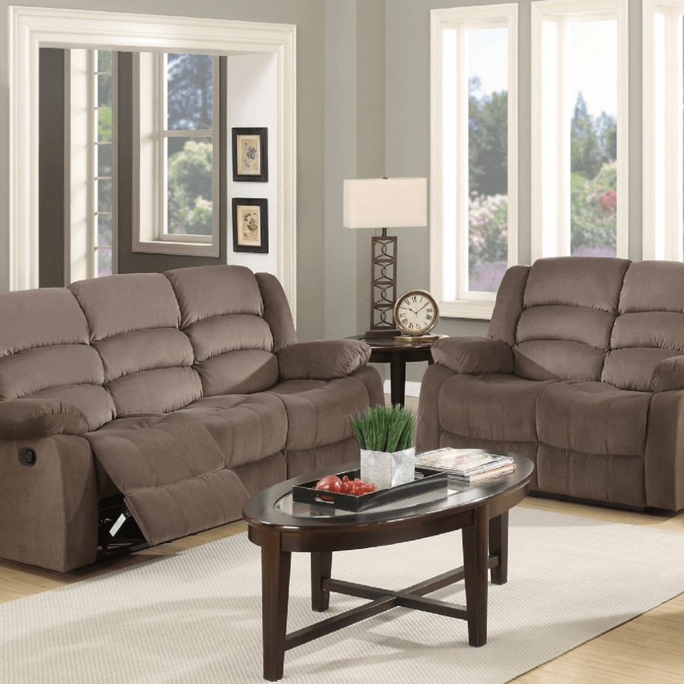 60  x27quotX 35  x27quot X 40  x27quotModern Brown Leather Sofa And Loveseat   Contemporary   Living Room Furniture Sets   by HomeRoots  Houzz