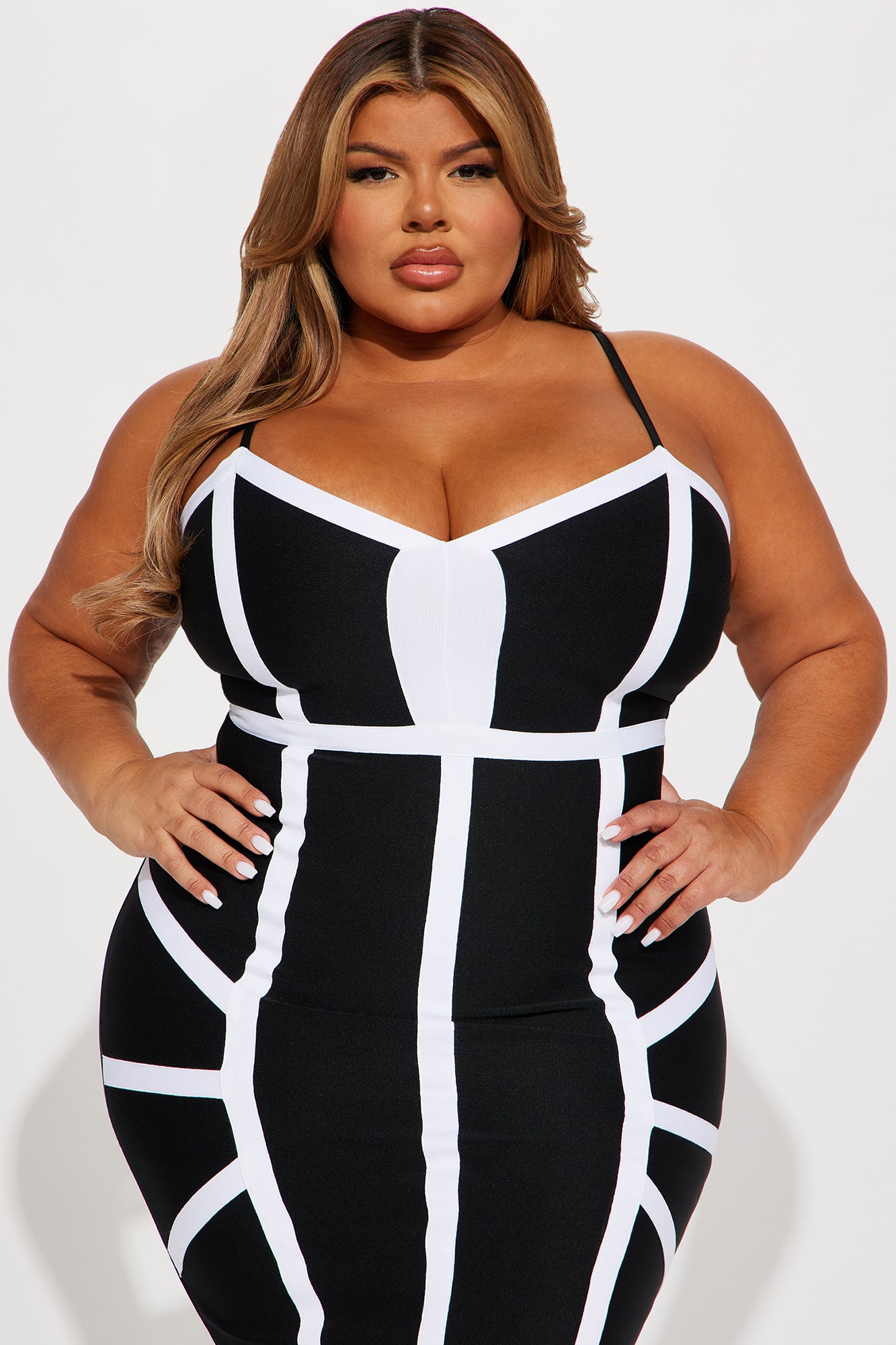 Brynn Bandage Midi Dress - Black/White