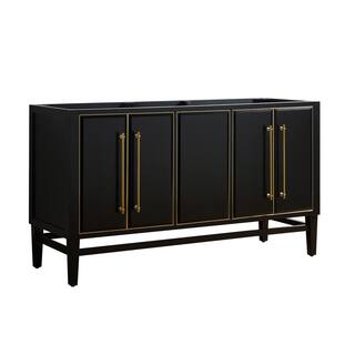 Avanity Mason 60 in. Bath Vanity Cabinet Only in Black with Gold Trim MASON-V60-BKG