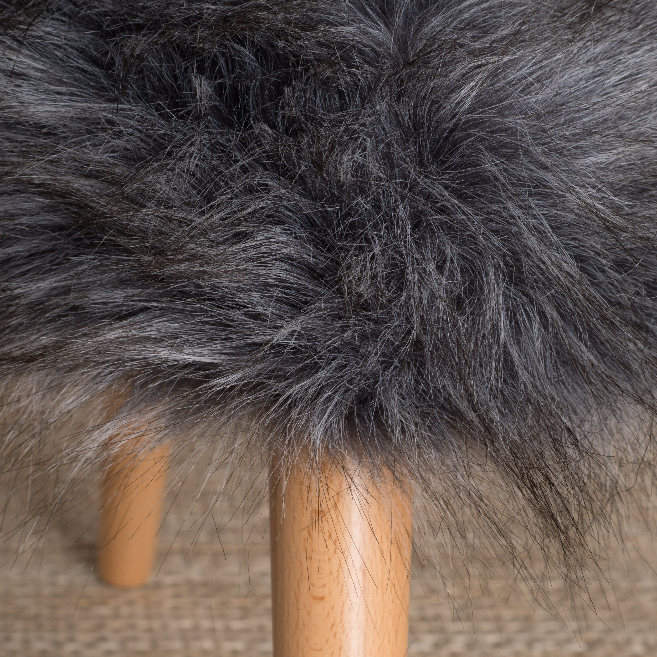 Hussey Glam Boho Faux Fur Ottoman Stool