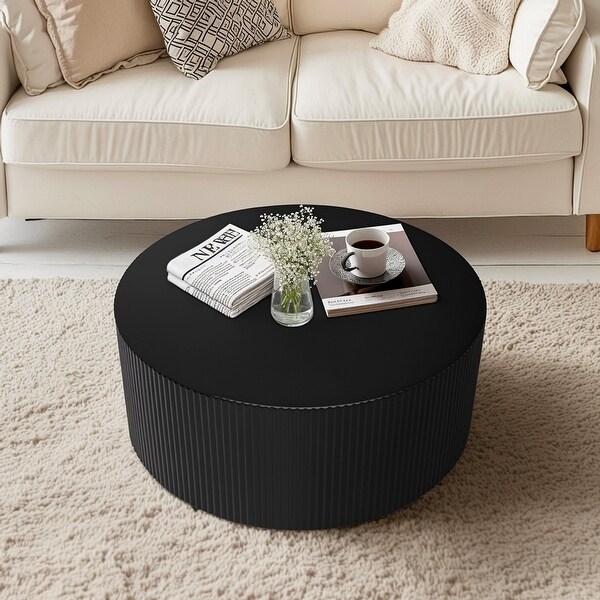 Minimalist Wave Stripe Coffee Table，Modern Round Coffee Table，Drum Circle Coffee Table for Living Room，Bedroom