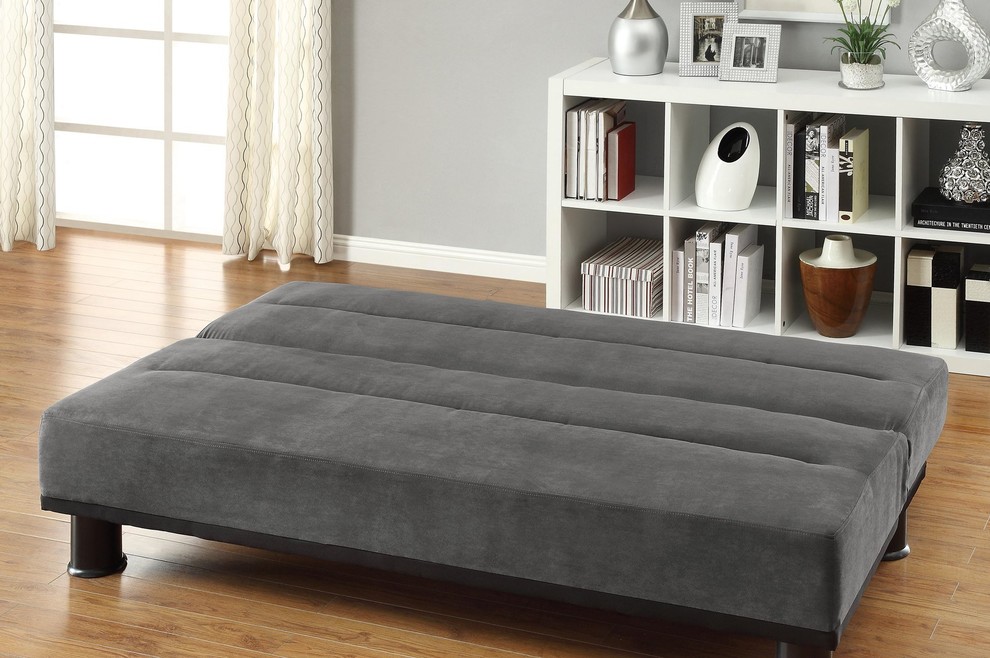 Capes Convertible Sofa  Microfiber Gray   Transitional   Sofas   by AMOC  Houzz