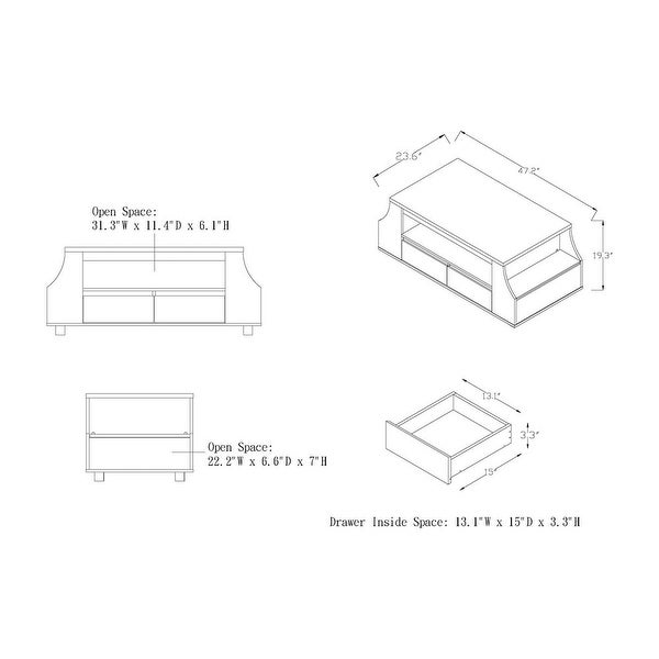 Patton Contemporary Wooden 2 Drawer Coffee Table， Walnut