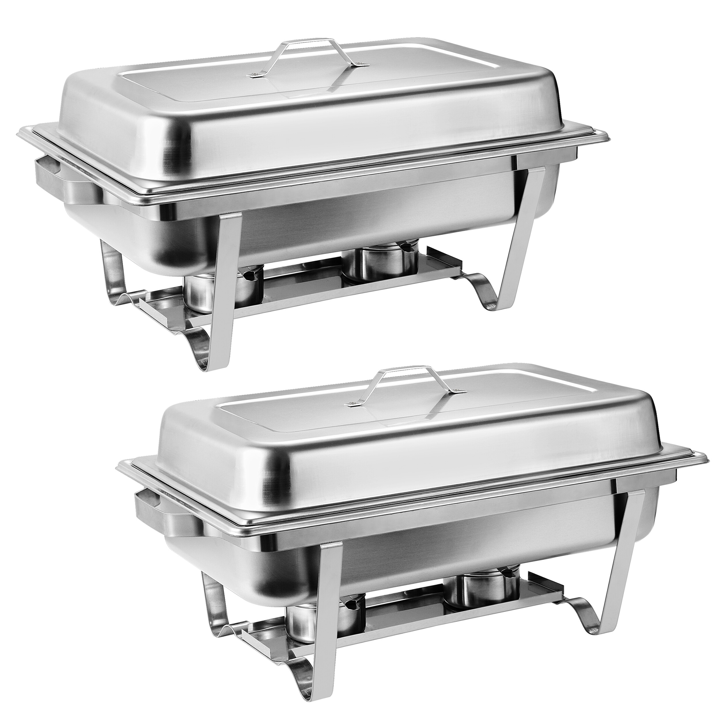 SuperDeal 8 Quart Mirror Polish Chafing Dish 2 Pack Buffet Stove Full Size Alcohol Heating， Silver