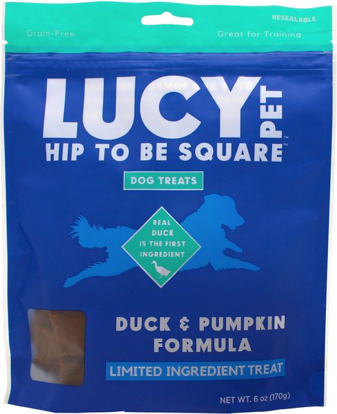 Lucy Pet Products Hip To Be Square Duck and Pumpkin Formula Grain-Free Dog Treats