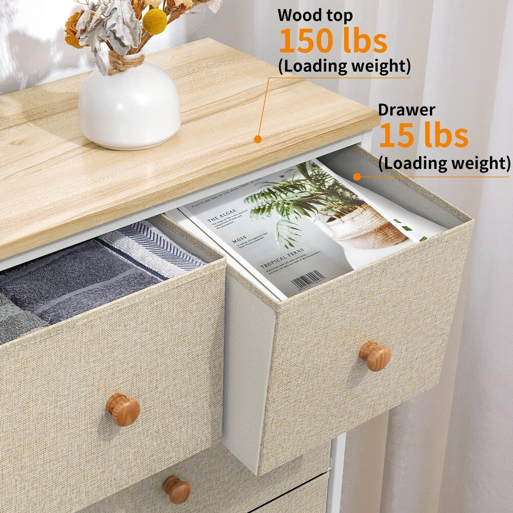 9 Drawer Dresser for Bedroom Chest of Drawers Closets Large Capacity Organizer Tower Steel Frame Wooden Top