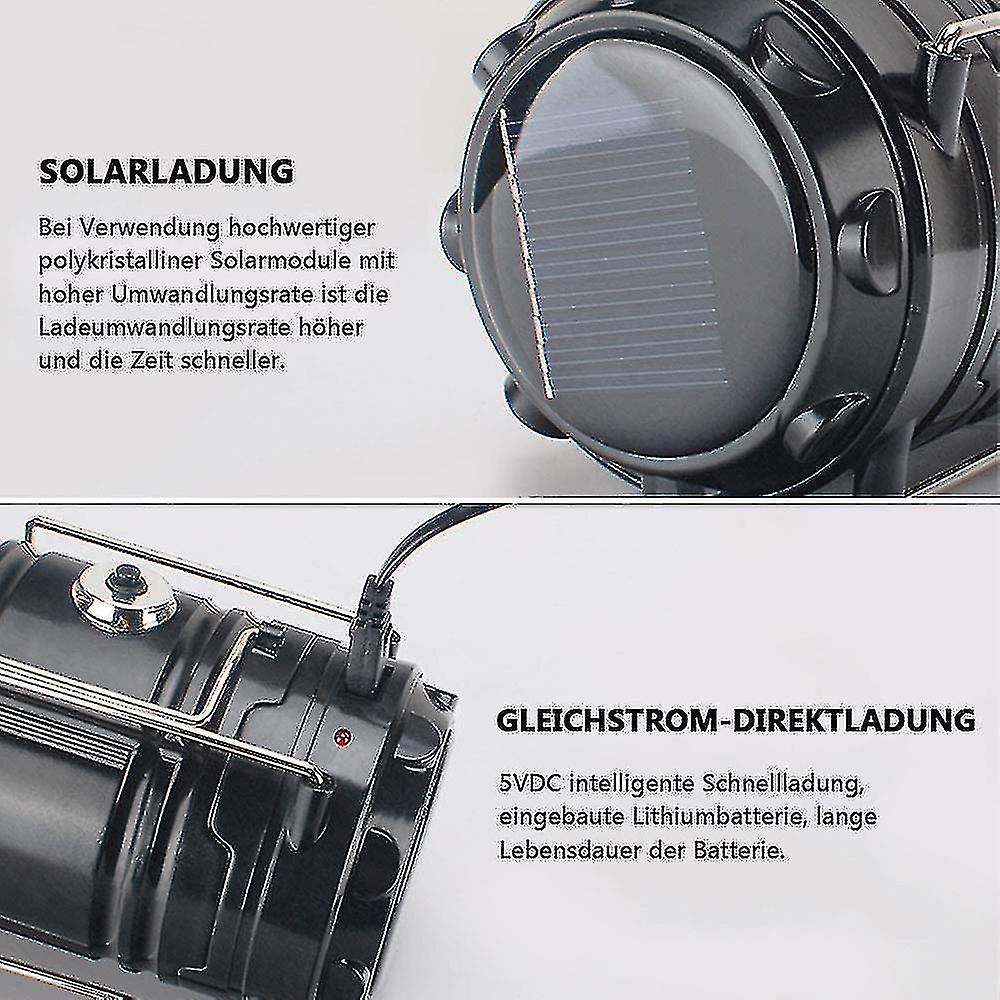 Outdoor Solar Led Camping Lantern And Usb Flashlight， Suitable For Emergencies， Storms