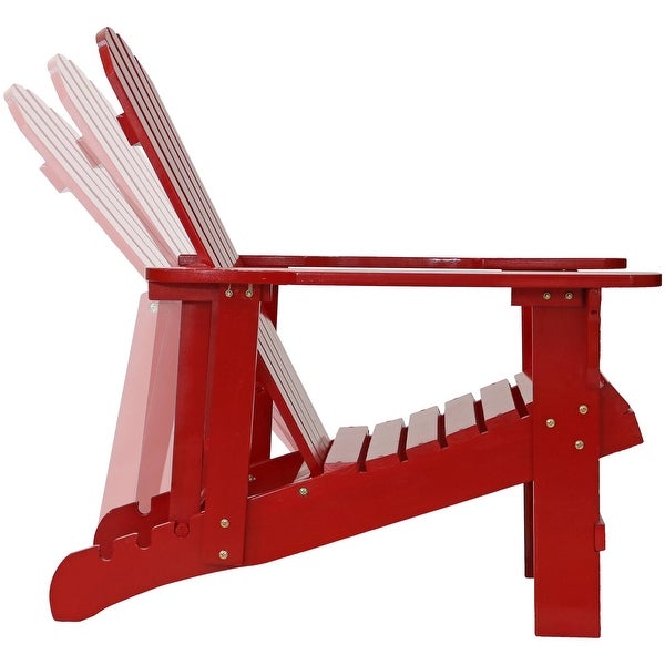 Wood Adirondack Chair with Adjustable Backrest Set of 2- Red