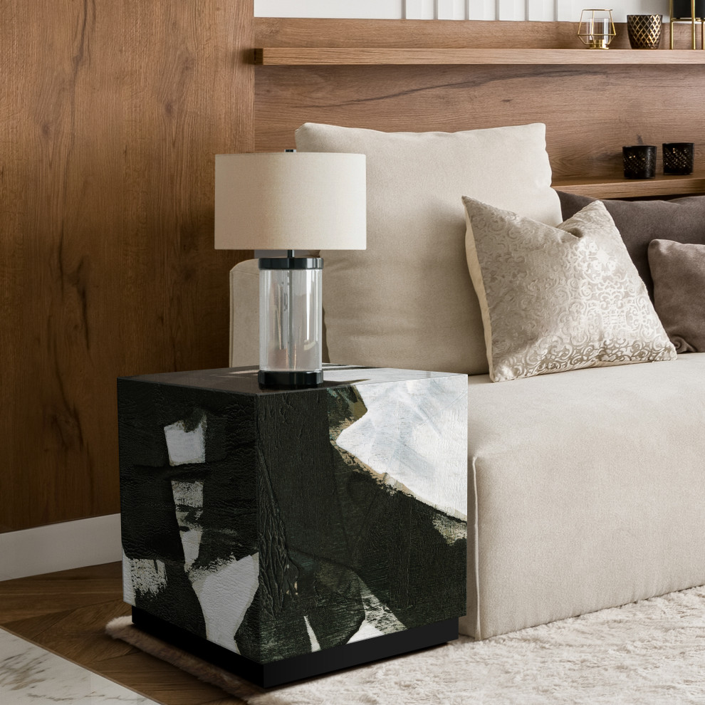 quotOde an Kline I quotReverse Printed Art Glass Side Table with Black Plinth Base   Contemporary   Side Tables And End Tables   by Empire Art Direct  Houzz