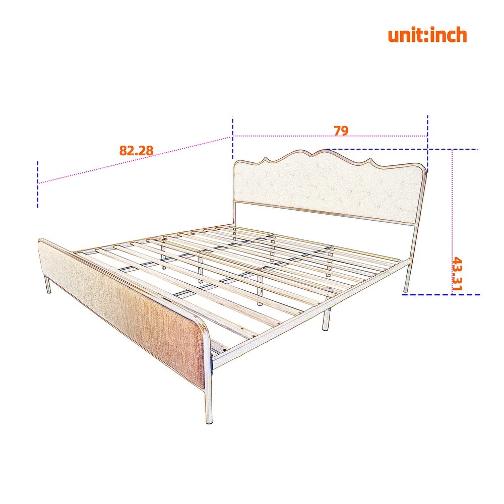 Buckle shaped backrest Platform Bed