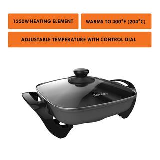 KENMORE 144 sq. in. Black and Gray Non-Stick Electric Skillet with Tempered Glass Lid KKSK12Grey