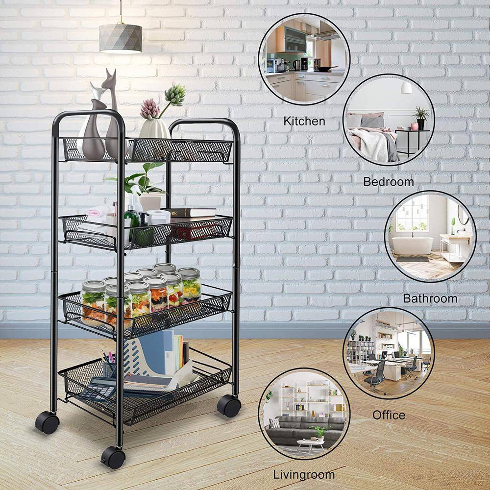 THE CLEAN STORE 4 Tier Storage Cart with Fixed Baskets 395