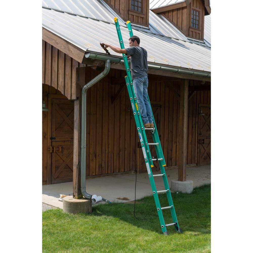 Werner 20 ft. Fiberglass D-Rung Extension Ladder with 225 lb. Load Capacity Type II Duty Rating D5920-2