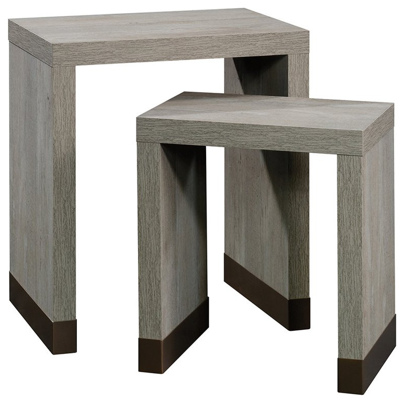 Sauder Manhattan Gate 2 Piece Nesting End Table Set in Mystic Oak   Transitional   Coffee Table Sets   by Homesquare  Houzz