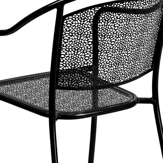 Flash Furniture Commercial Grade Indoor outdoor Steel Patio Arm Chair With Round Back