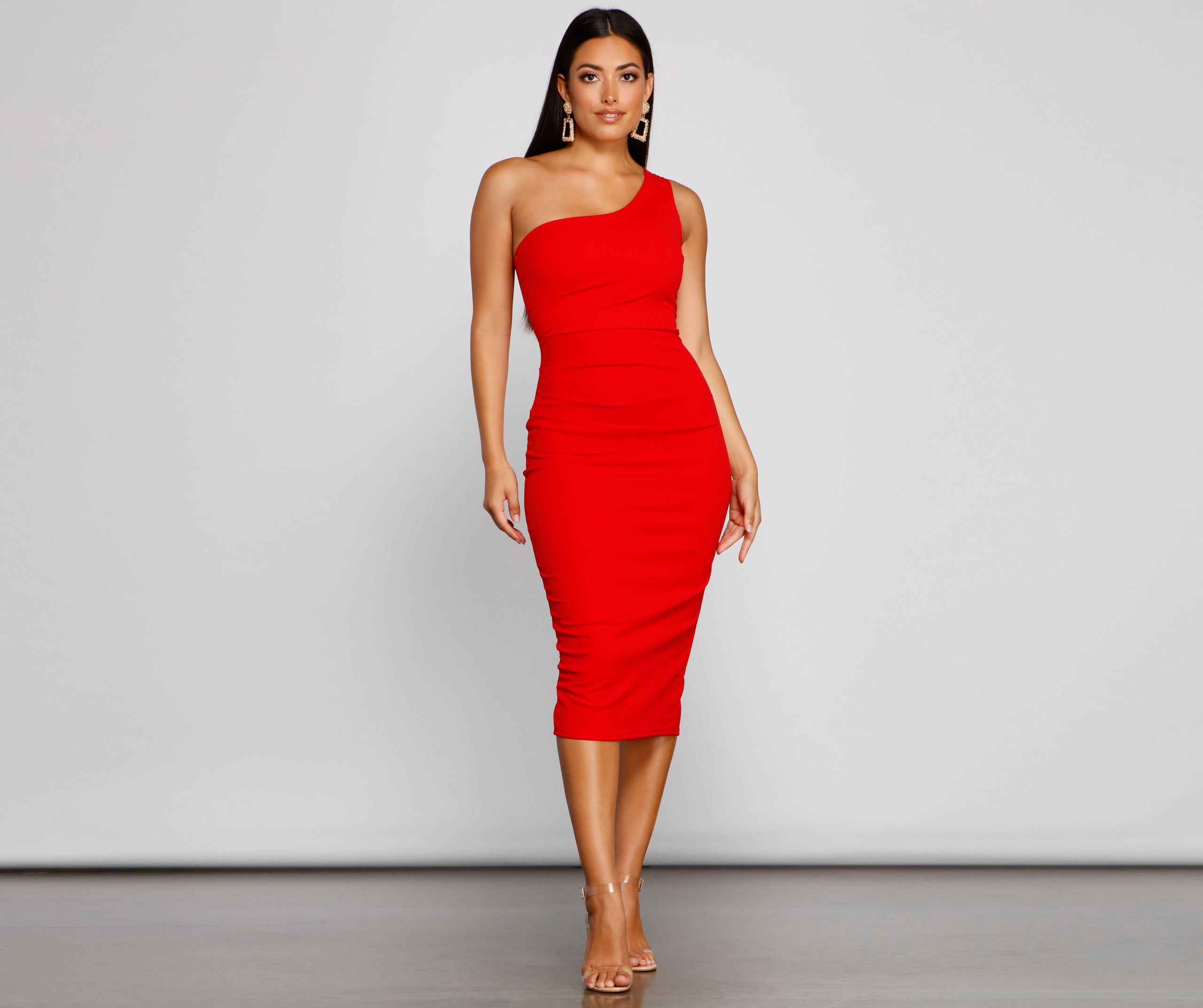 Alessandra Formal One-Shoulder Midi Dress