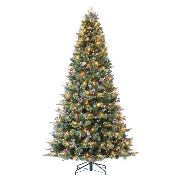 7.5' LED Frosted Berry Spruce Artificial Christmas Tree White Lights