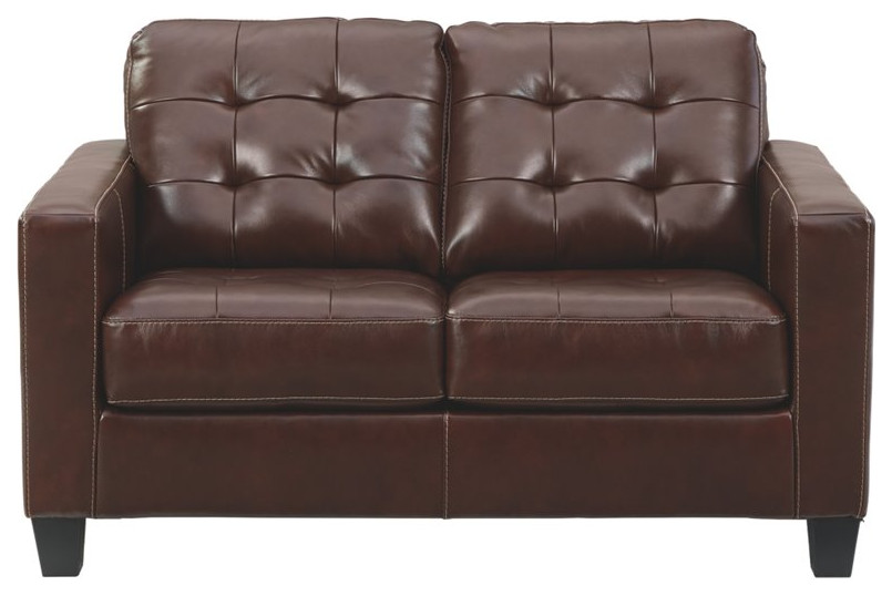 Signature Design by Ashley Altonbury Leather Loveseat in Walnut   Contemporary   Loveseats   by Homesquare  Houzz