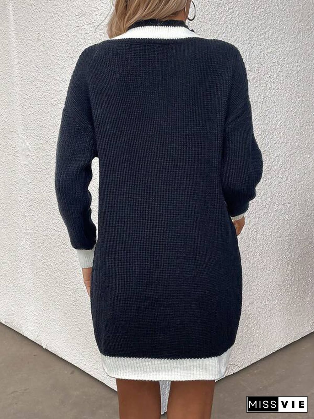 Popular Long Sleeve Sweater Mini Dress