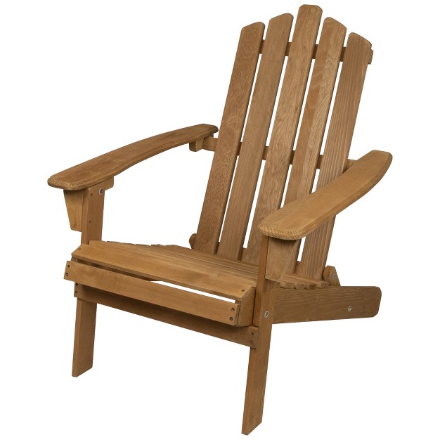 Natural Stained Classic Folding Wood Adirondack Chair