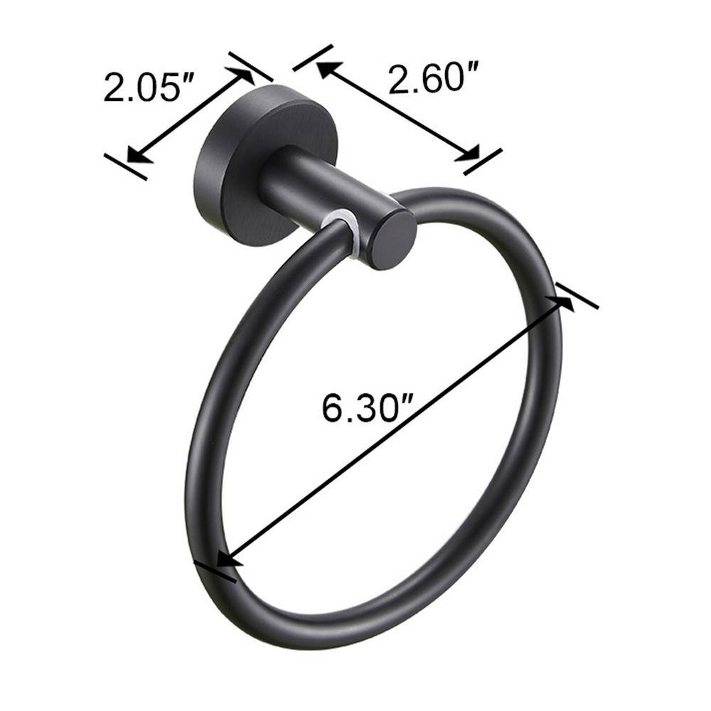 cadeninc Wall-Mounted Towel Ring in Matte Black (1-Pack) DR-LQMJ-003