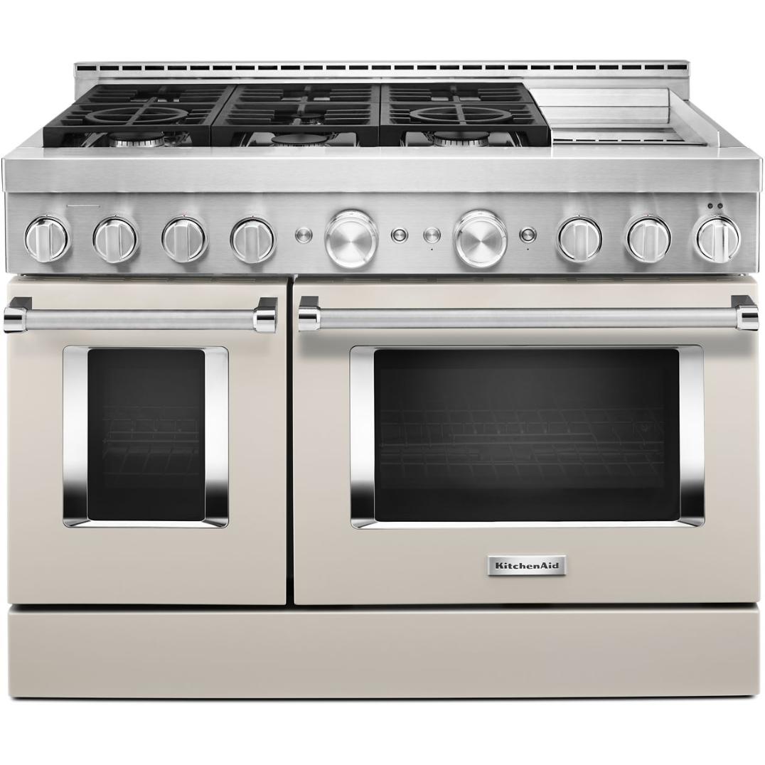 KitchenAid 48-inch Freestanding Gas Range with Even-Heat? True Convection KFGC558JMH