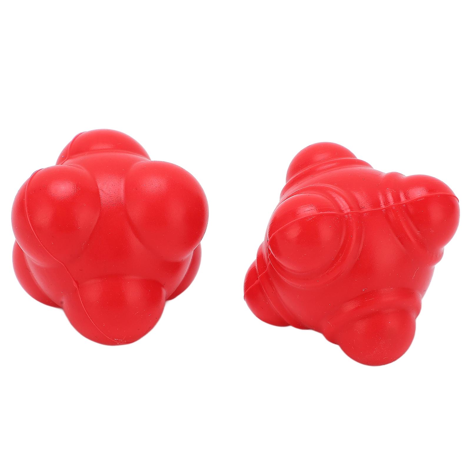 2pcs Rubber Reaction Bounce Balls Irregular Shape Reaction Balls For Coordination Agility Speed Trainingred