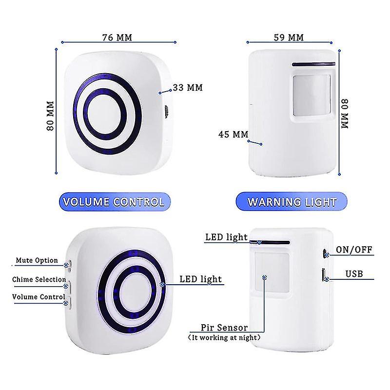 Motion Sensor Alarm ，wireless Driveway Alarm Indoor Home Security Business Detector - 3 Receiver 3 Pir Sensor，us Plug