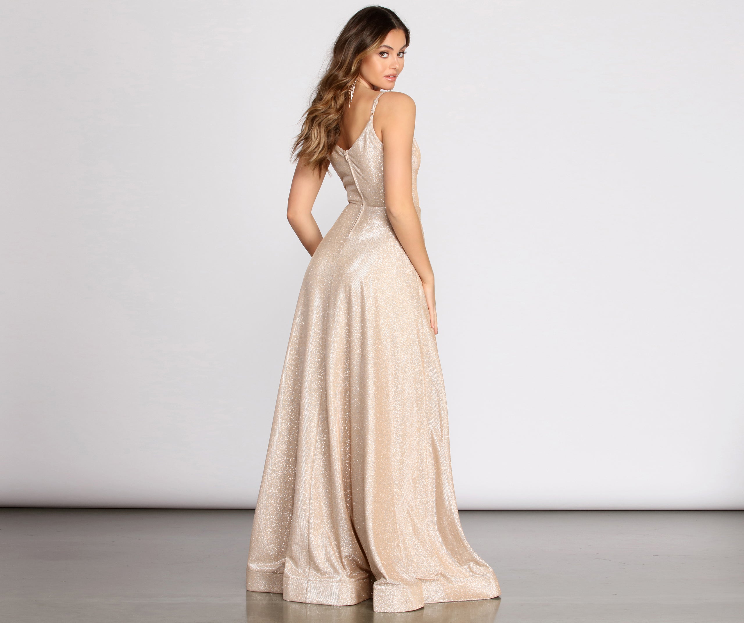 Aime Glitter A-Line Gown