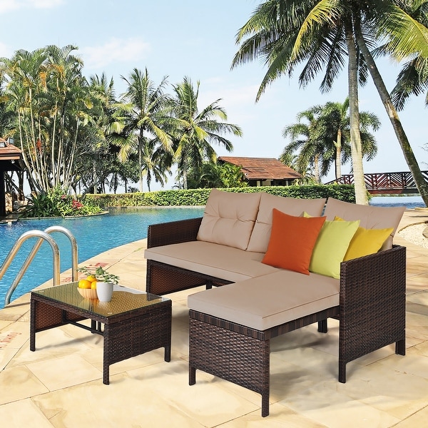 Costway 3PCS Outdoor Rattan Sofa Set