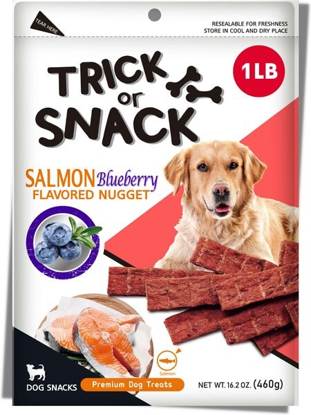 Trick or Snack Salmon and Blueberry Flavored Nugget Dog Treats， 1-lb bag