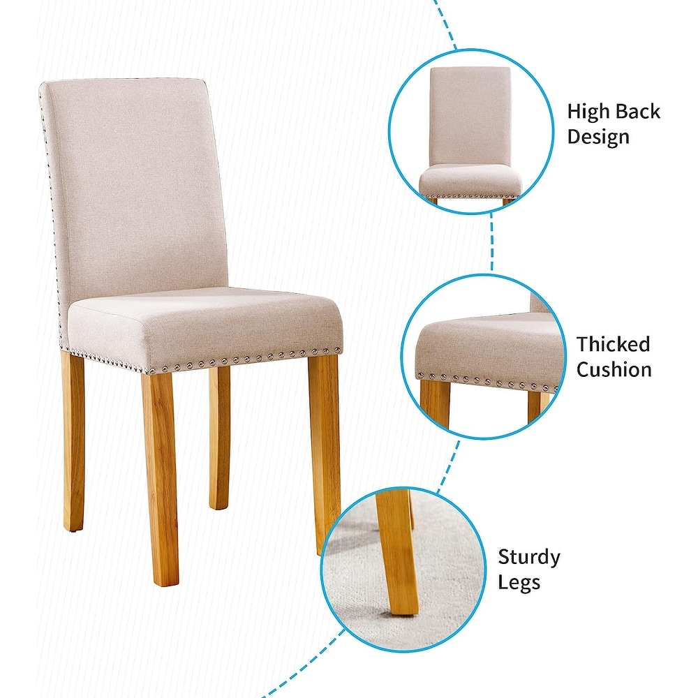 Mixoy Dining Chair Upholstered Dining Chairs with Nailed Trim Backrest Suitable for Dining Table  Kitchen Chair for Home