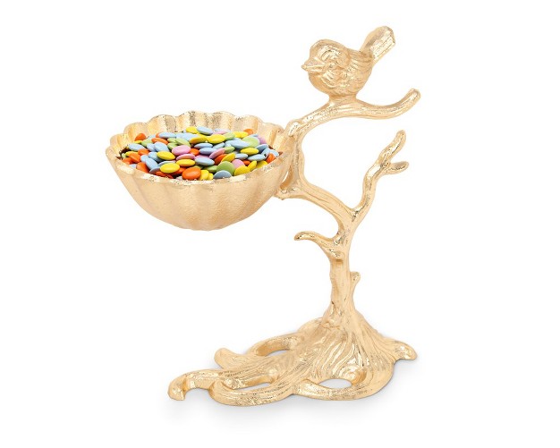 Classic Touch 3 5 quot d Gold Centerpiece Bowl On Branch Base With Bird