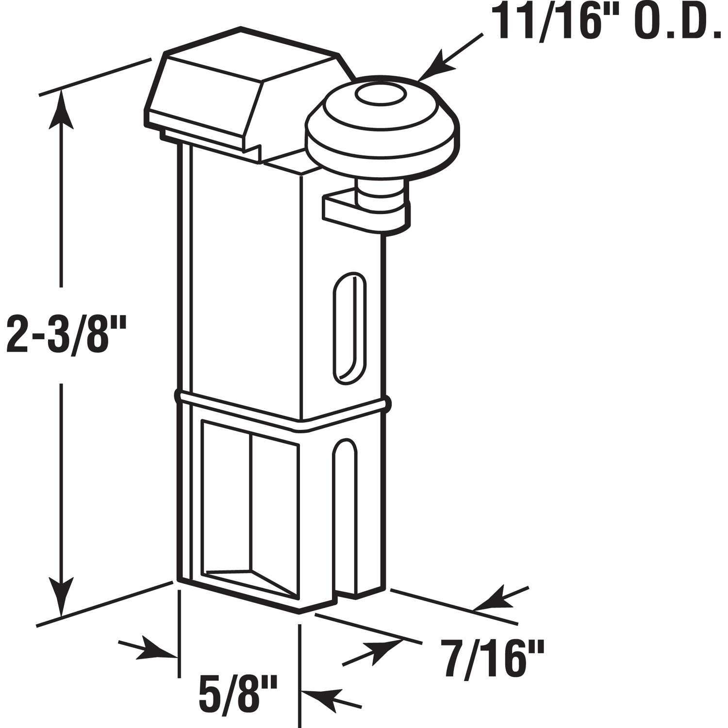 Prime-Line 11/16 in. D X 2.38 in. L Nylon Roller Assembly 2 pk