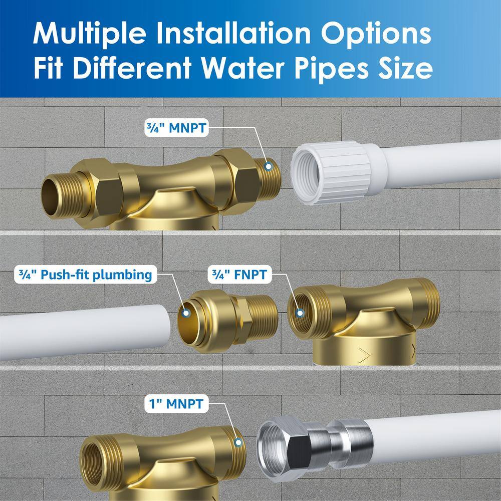 Waterdrop Whole House Spin Down Sediment Water Filtration System 20 GPM 1 in. MNPT and 34 in. FNPT and 34 in. MNPT BPA Free B-WD-RPFK