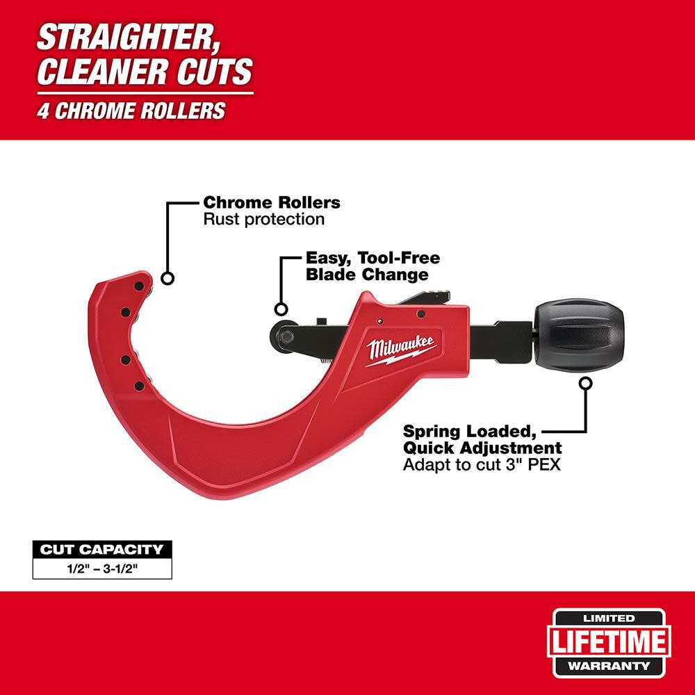 Milwaukee 3-1/2 in. Quick Adjust Copper Tubing Cutter 48-22-4254 from Milwaukee