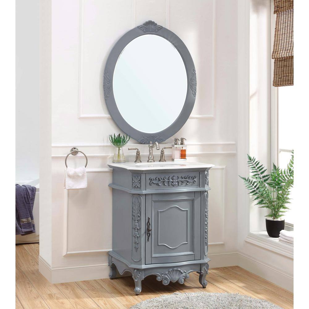 Home Decorators Collection Winslow 26 in. W x 22 in. D Bath Vanity in Antique Gray with Vanity Top in White Marble with White Basin BF-27000-AG