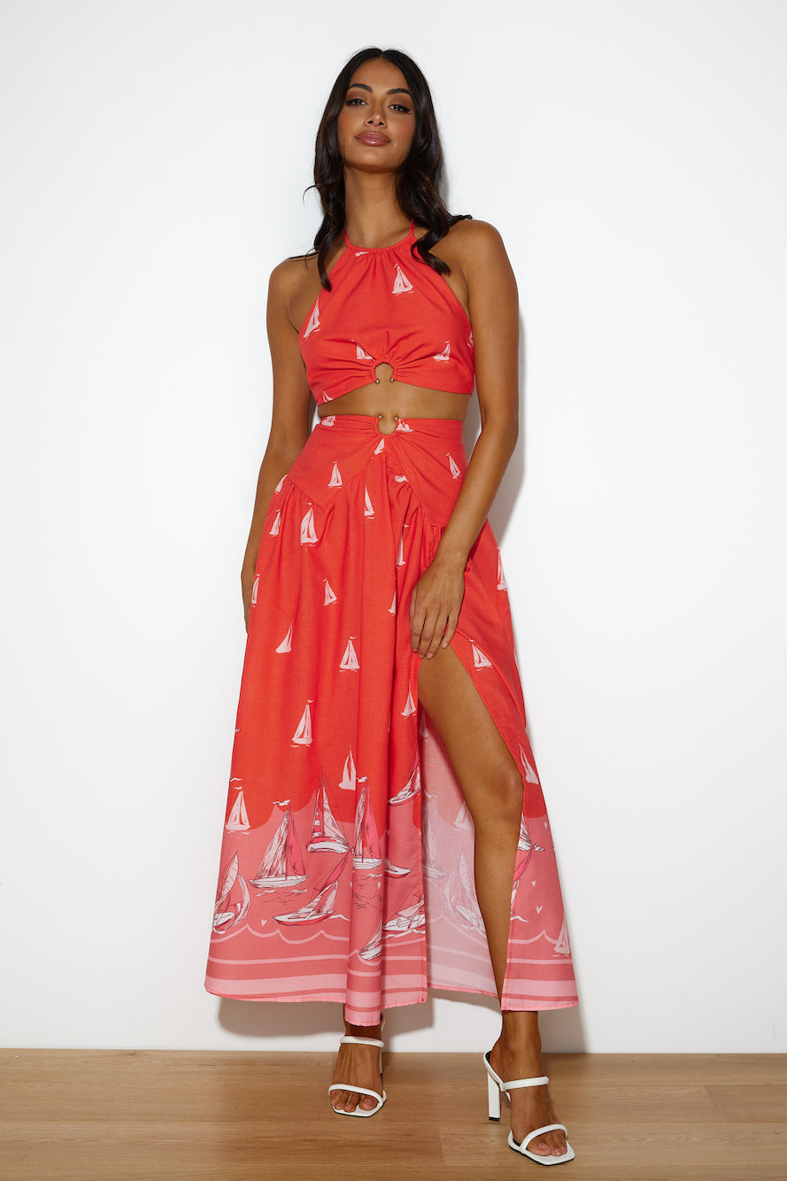 Boldest Move Maxi Skirt Red