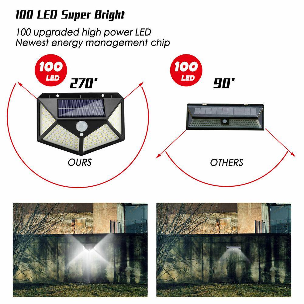 SOWAZ Upgraded 3.7-Watt 270-Degree Black Motion Activated Outdoor Integrated 100 LED Thin Wall Security Light (2-Pack) OSLX2