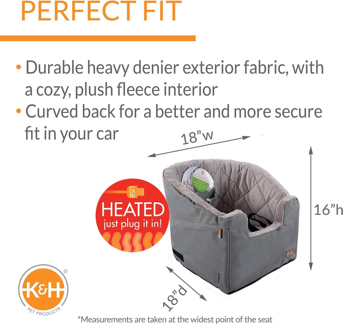 KandH Pet Products Bucket Heated Knockdown Dog Booster Seat